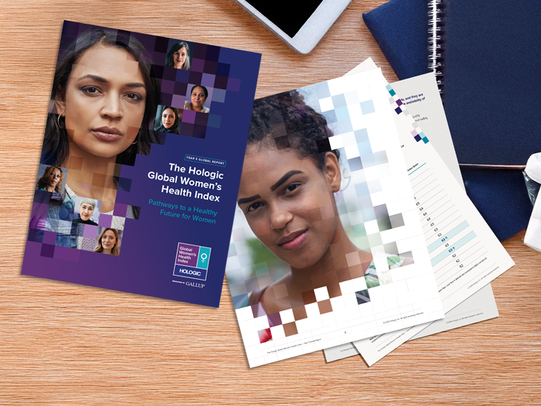 Graphic of table top showing page illustrations from report.