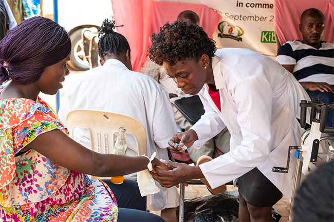 woman being tested in a clinical settings 